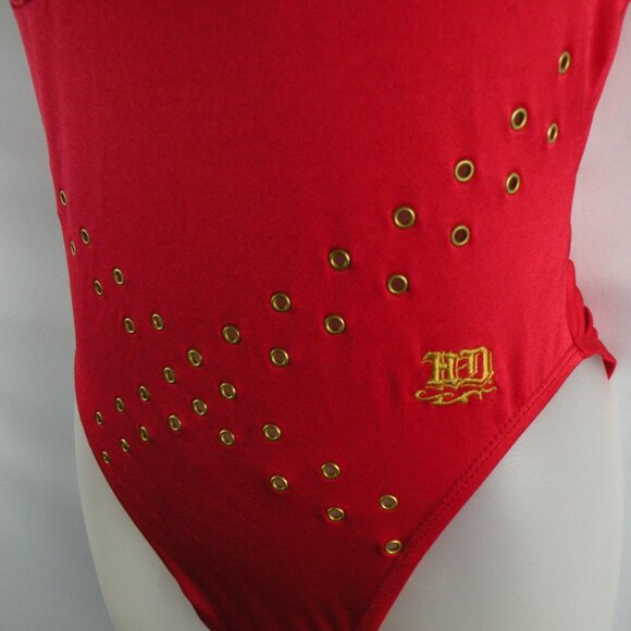 Harley Davidson Red One Piece Swim-Suit High Cut S - Picture 3 of 7